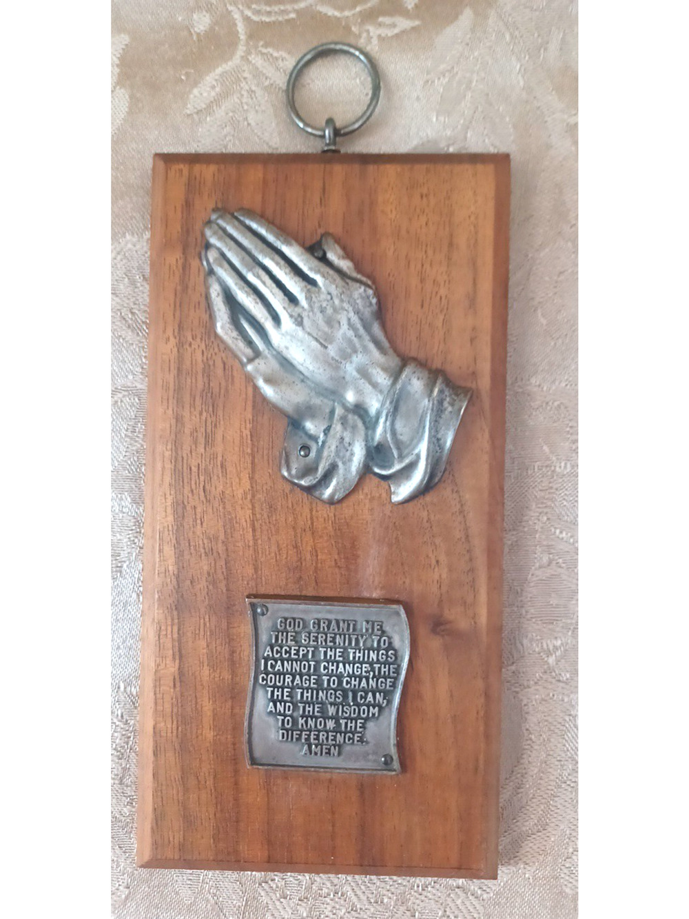 Praying Hands Serenity VTG Wood Wall Plaque 7x3 Christian Religious Bible
